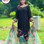 Elegance Noir  Floral Embroidered 2-Piece